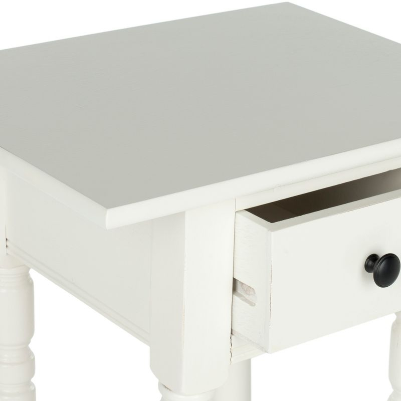 Sabrina End Table With Storage Drawer - Distressed  Cream - Safavieh.
