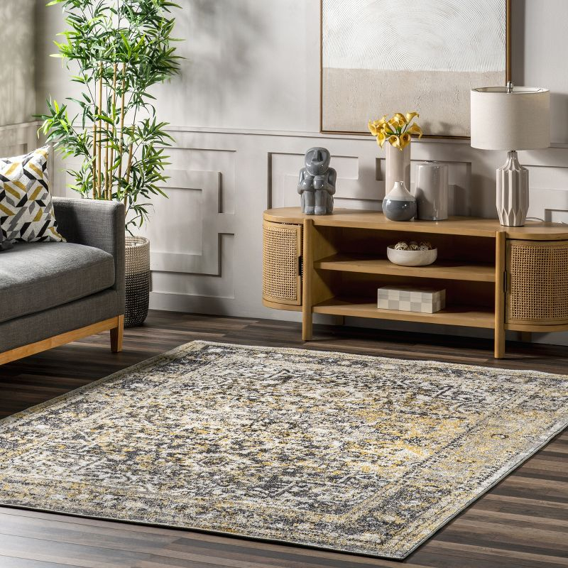 Nuloom Lilah Oriental/Persian 10x14 Indoor Area Rug for Living Room Bedroom Dining Room Kitchen, Gold/Multicolor
