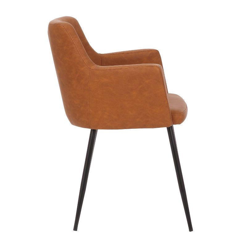 Set of 2 Andrew PU Leather/Steel Dining Chairs Black/Camel - LumiSource: Upholstered, Foam-Filled, Spot Clean