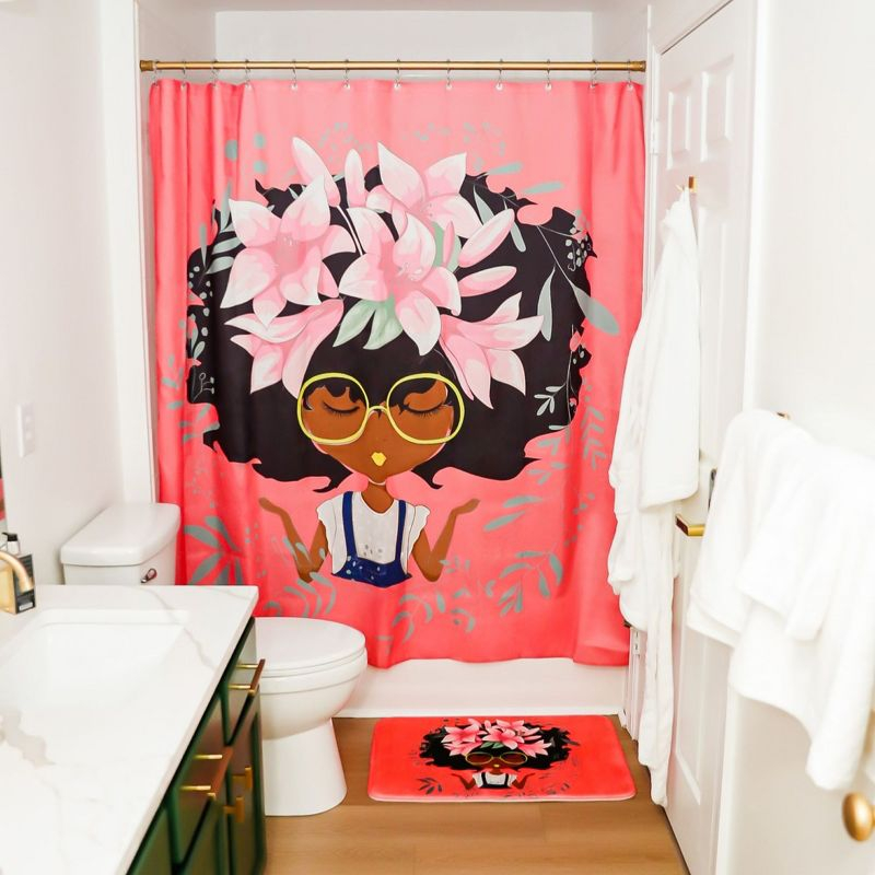 Pardon My Fro | Lily Grommet Shower Curtain, Pink
