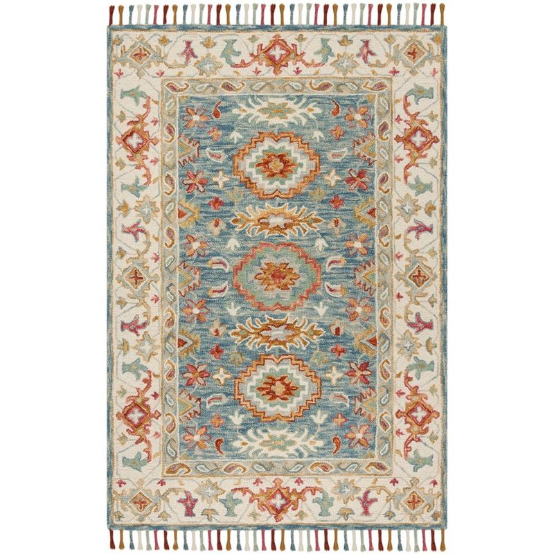 Aspen APN117 Hand Tufted Indoor Area Rug - Blue/Ivory - 9'x12' - Safavieh