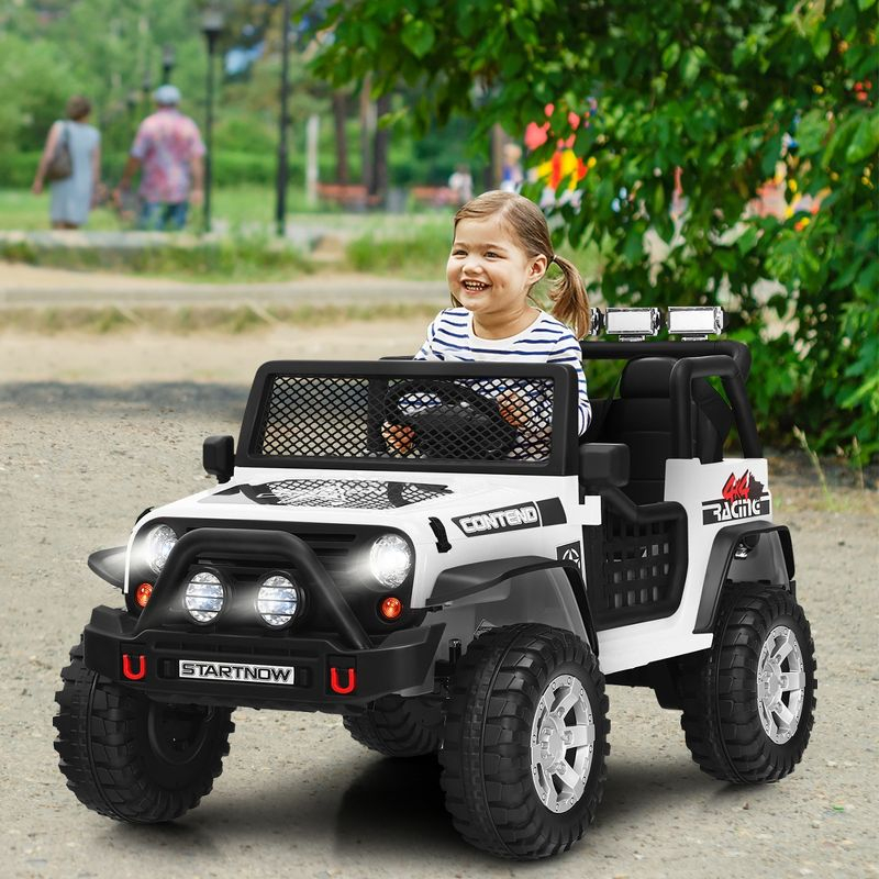 Costway 12V Kids Ride On Truck Remote Control Electric Car with Lights&Music White