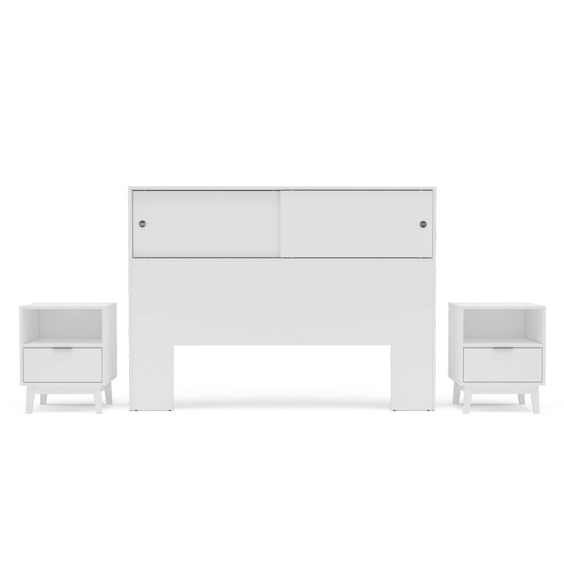 Polifurniture 3pc Queen Victoria Bedroom Set with 2 Nightstands White: Modern Style, 90 Day Warranty