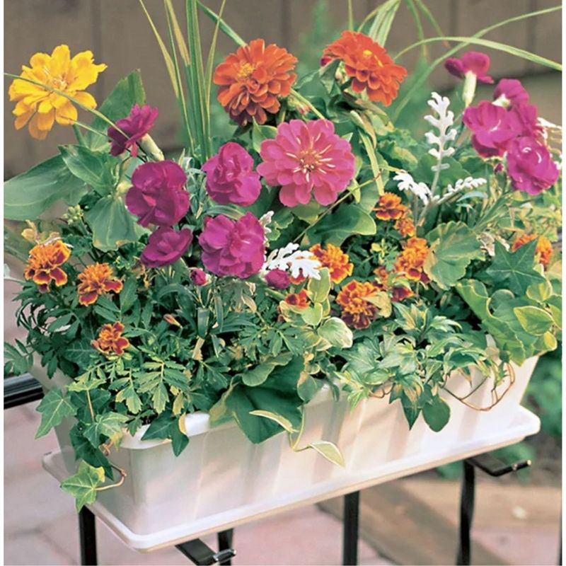 Novelty Poly-Pro Plastic Liner/Planter Flower Box, White, 24"