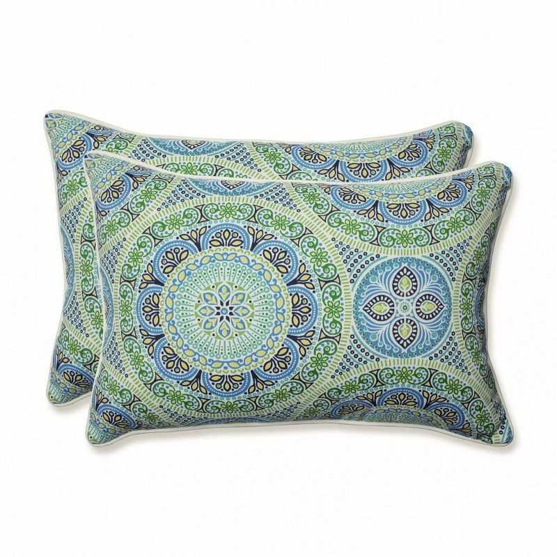 Pillow Perfect Geometric Indoor/Outdoor Reversible Throw Pillow (Set of 2)