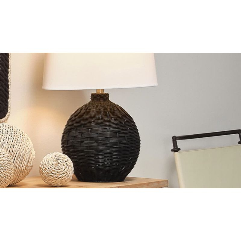 Kerry Rattan Table Lamp Blue - Splendor Home: Handwoven, Linen Shade, Nautical Design