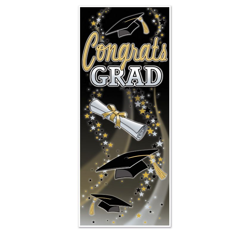 Beistle Congrats Grad Door Cover, 6' x 30", (2/Pkg) Multicolored