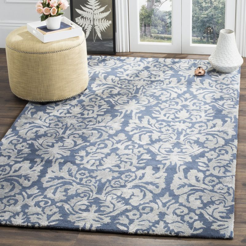 Bella BEL156 Hand Tufted Area Rug - Navy/Grey - 5'x8' - Safavieh.