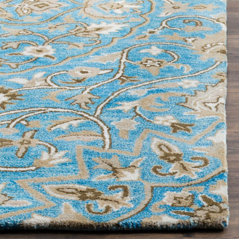 Bella BEL673 Hand Tufted Area Rug - Blue/Taupe - 5'x5' - Safavieh.