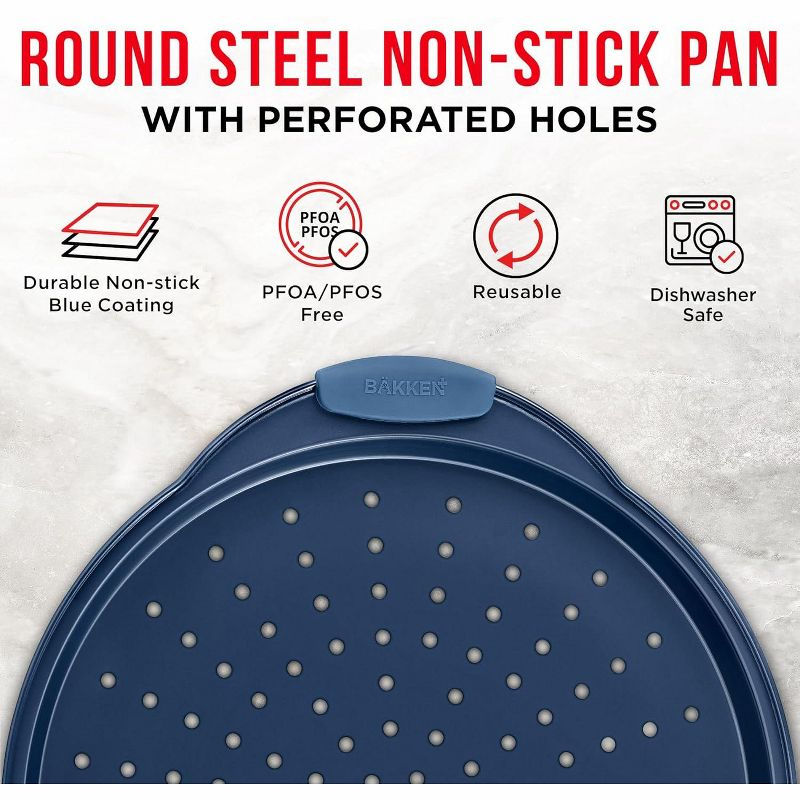 Pizza Pan with silcione Handle - Royal Blue- 2 Pack