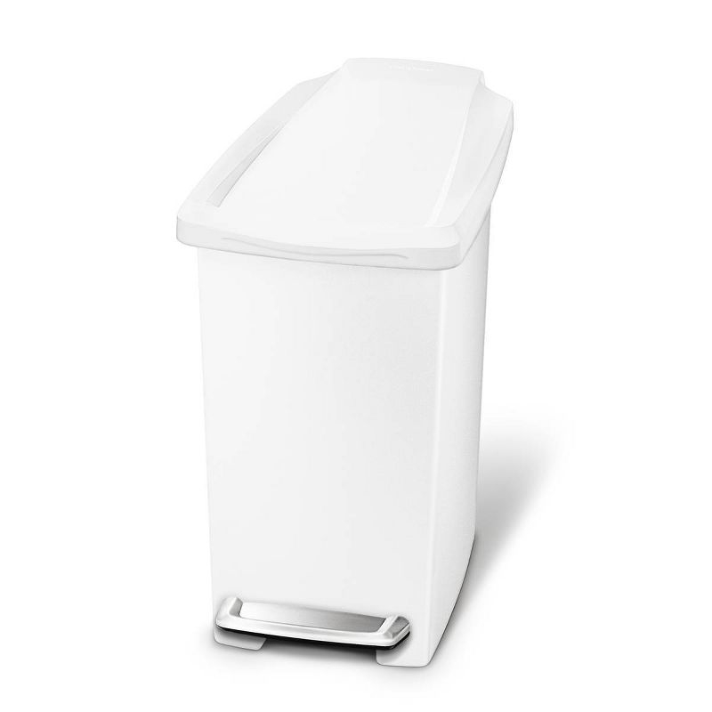 Simplehuman 10 Liter / 2.6 Gallon Compact Slim Bathroom or Office Step Trash Can, Black Plastic