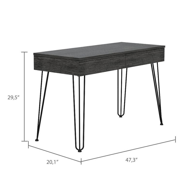 Depot E-Shop Writing Desk with 2-Drawers and Hairpin Legs