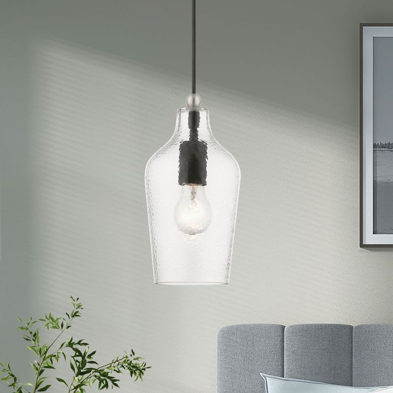 Livex Lighting Avery 1 - Light Pendant in  Black/Brushed Nickel