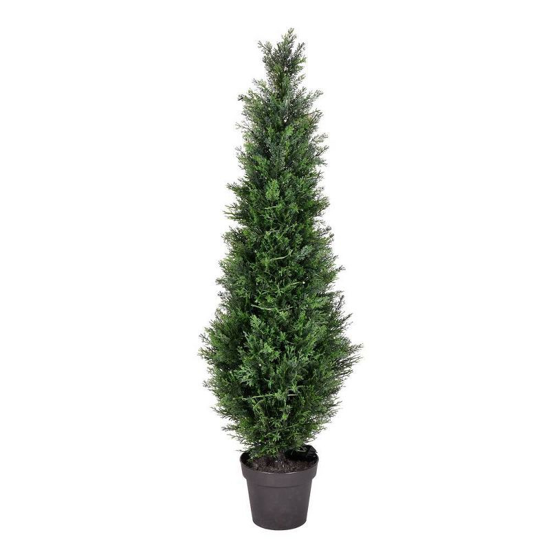 Vickerman 4' Artificial Potted Cedar Tree (UV) : Indoor/Outdoor Decor, No Maintenance
