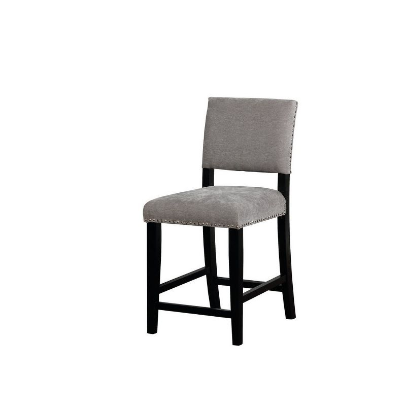 Linon Corey Dark Washed Velvet Upholstery Counter Height Barstool Gray: Stained Wood Legs, Microfiber, Footrest