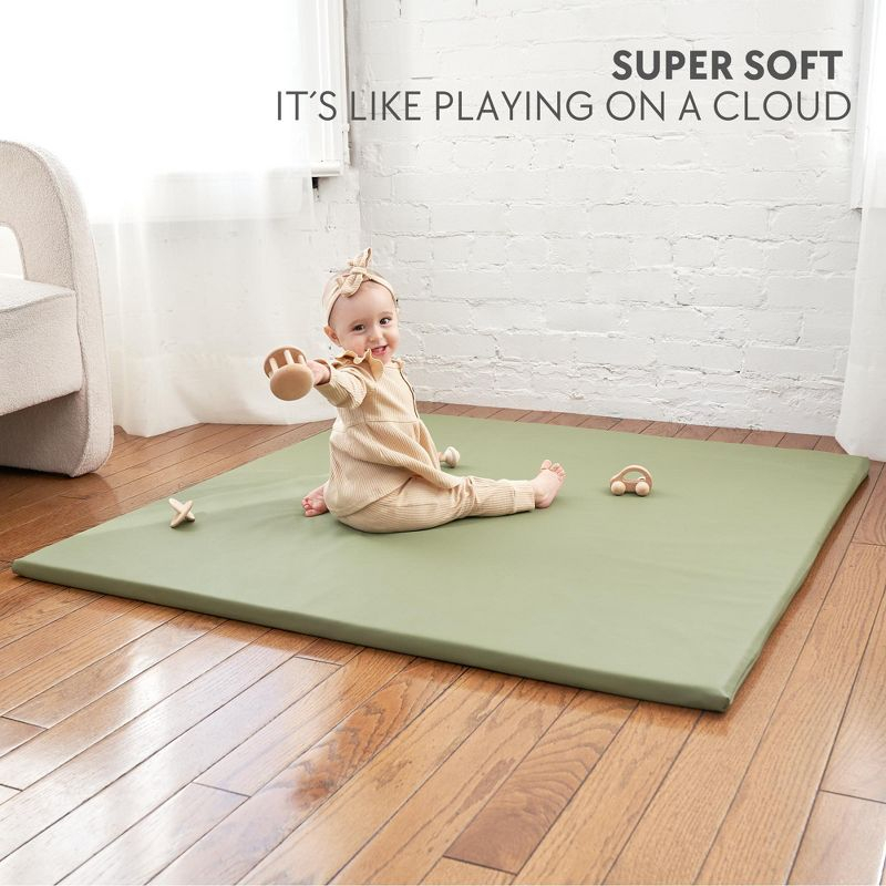 Stylish Padded Baby Play Mat - Extra Thick & Soft Vegan Leather Floor Mat for Safe Play - Beautiful Design Fits Any Playroom for Boys or Girls