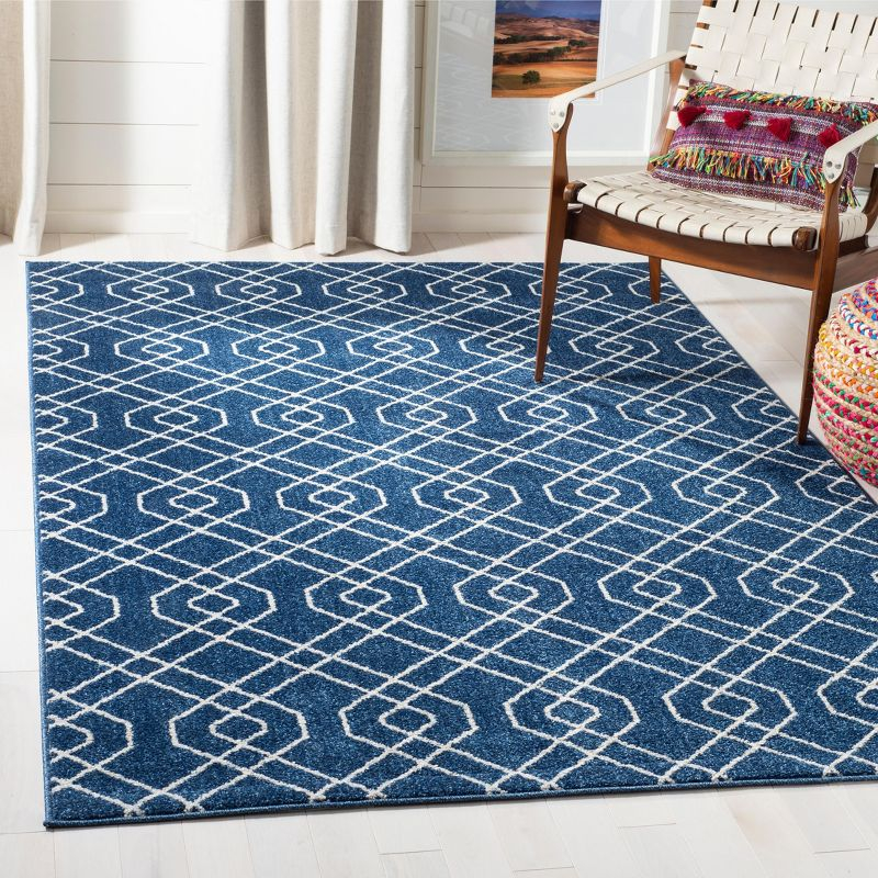 Amherst AMT407 Power Loomed Area Rug - Navy/Beige - 5'3"x8' - Safavieh.