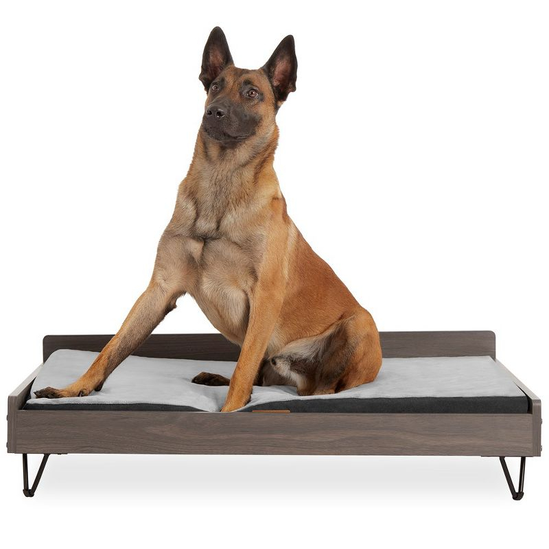 TailZzz Chase Greenguard Gold Certified Pet Bed with Mattress - Large to Extra Large Elevated Wooden Pet Bed with Water-resistant Mattress