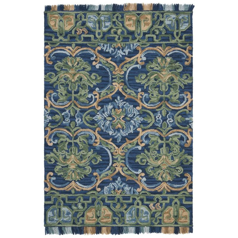 Blossom BLM422 Hand Tufted Indoor Accent Rug - Navy/Green - 3'x5' - Safavieh