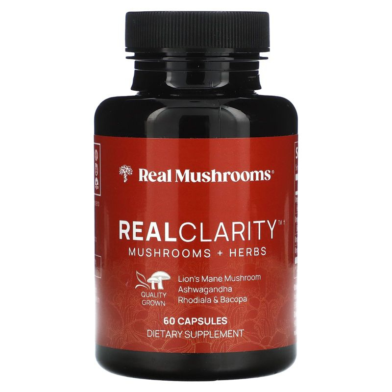 Real Mushrooms RealClarity, Mushrooms + Herbs, 60 Capsules