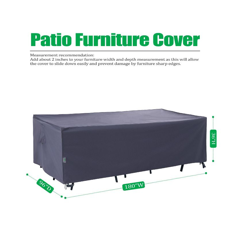 F&J Outdoors Premium Waterproof Outdoor Patio Rectangular Table Cover, 180" Wide
