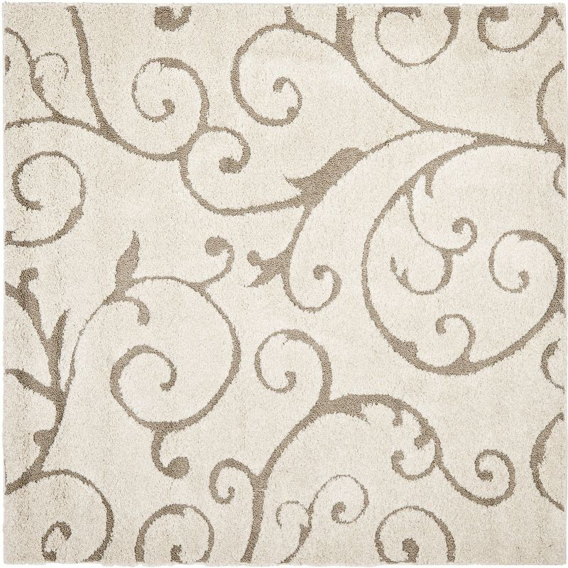 Florida Shag SG455 Power Loomed Indoor Area Rug - Cream/Beige - 4'x4' - Safavieh.