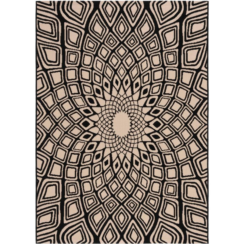 Courtyard CY6616 Power Loomed Indoor/Outdoor Area Rug - Black/Beige - 5'3"x7'7" - Safavieh.