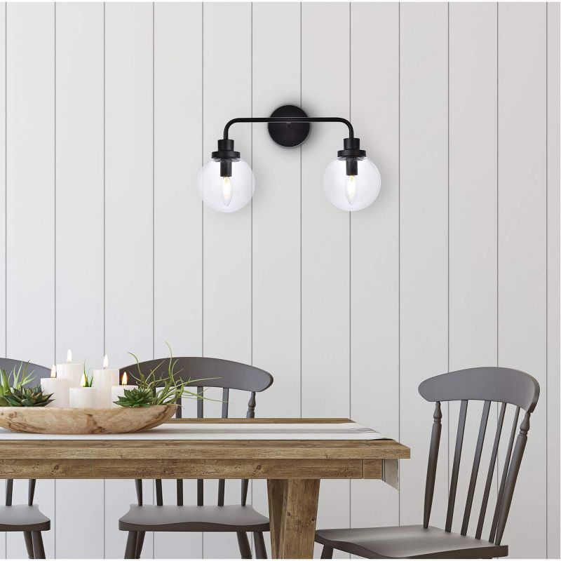 Elegant Lighting Hanson 2 lights bath sconce in black with clear shade