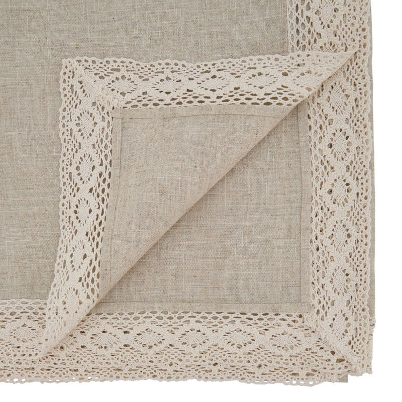 Saro Lifestyle Lace Border Design Tablecloth, Natural, 70" x 180"