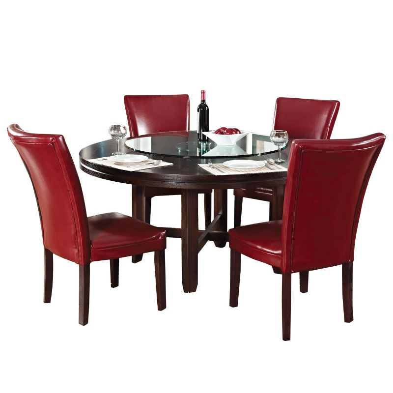 Steve Silver Co. 72" Talbot Round Dining Table Dark Oak : Seats 8, Mid-Century Modern, Wood Veneer