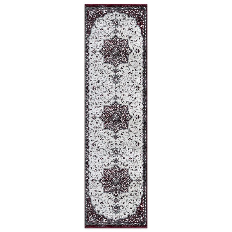World Rug Gallery Traditional Medallion Area Rug - BURGUNDY 2'x7'