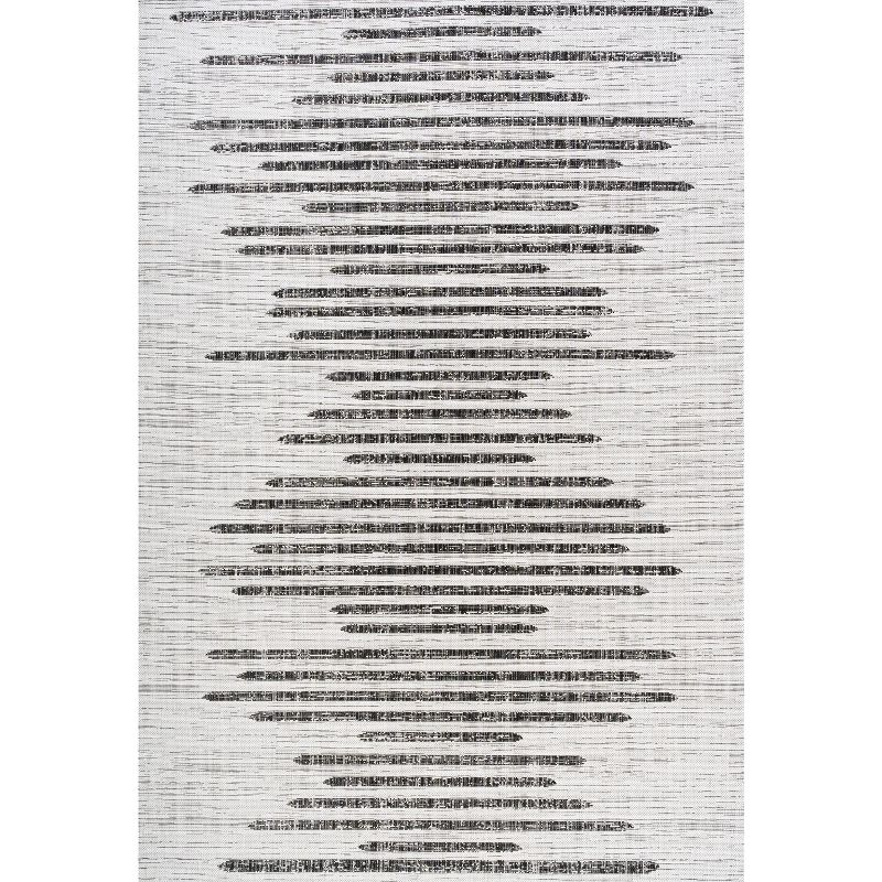 4'x6' Zolak Berber Stripe Geometric Indoor/Outdoor Area Rug, Ivory/Black - JONATHAN Y