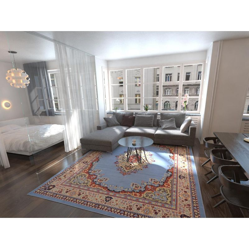 Unique Loom Reza Collection Area Rug - Washington (4' 1" x 6' 1" Rectangle Light Blue/Cream)