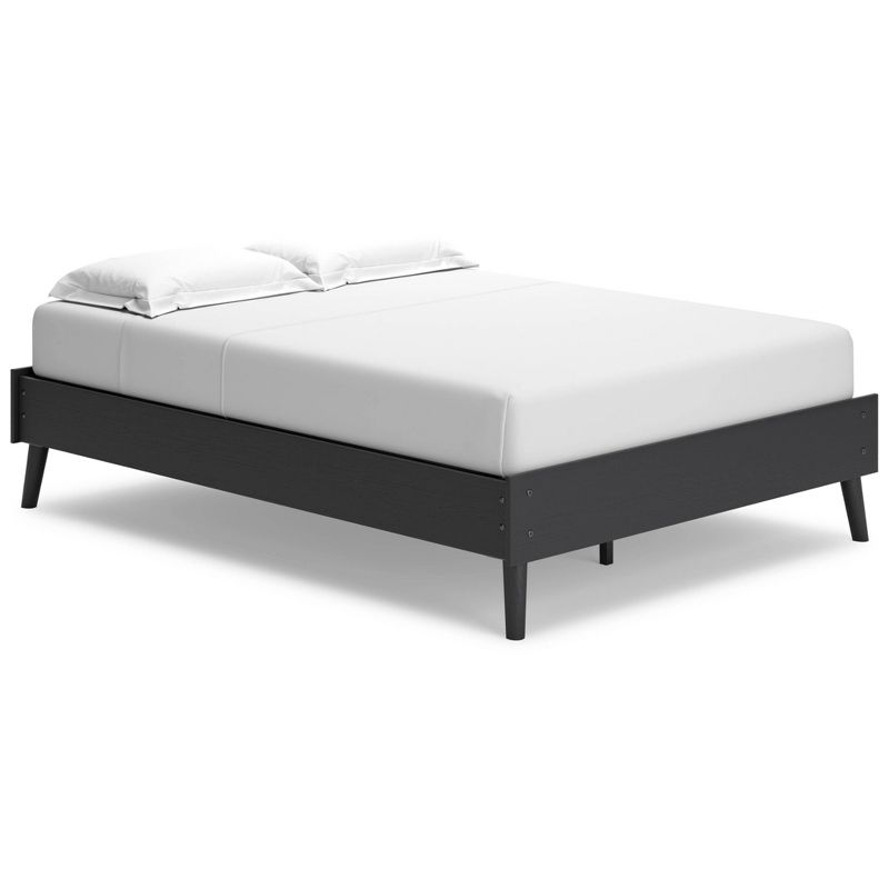 Signature Design by Ashley Full Charlang Platform Bed Black/Gray: Modern Style, No Box Spring Needed