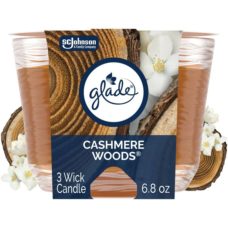 Glade 3 Wick Scented Candles - Cashmere Woods - 6.8oz