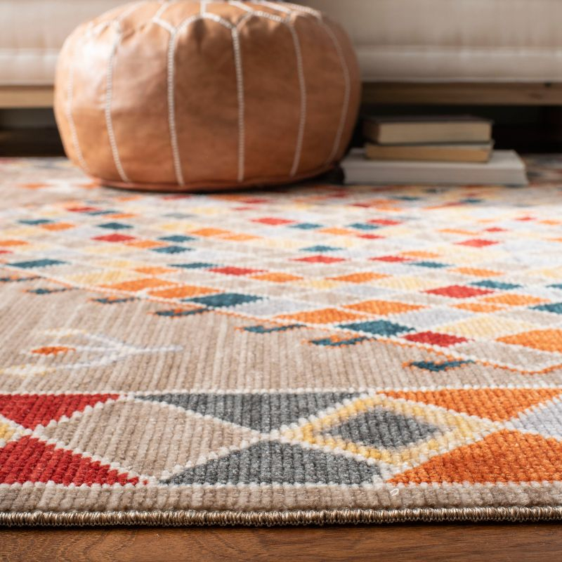 Farmhouse FMH852 Power Loomed Indoor Area Rug - Taupe/Navy - 6'3"x6'3" - Safavieh