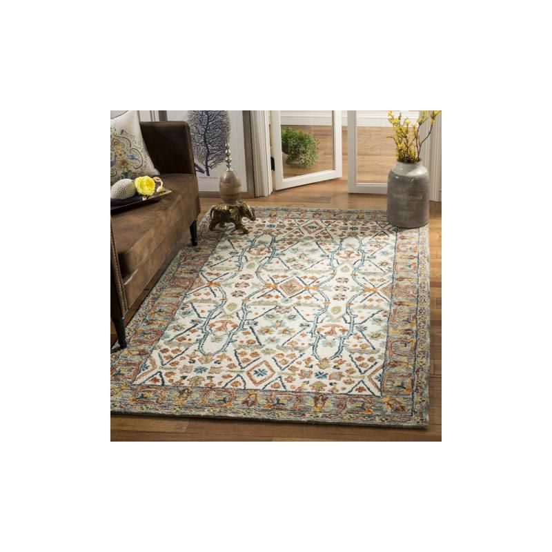 Aspen APN308 Hand Tufted Indoor Area Rug - Ivory/Blue - 4'x6' - Safavieh