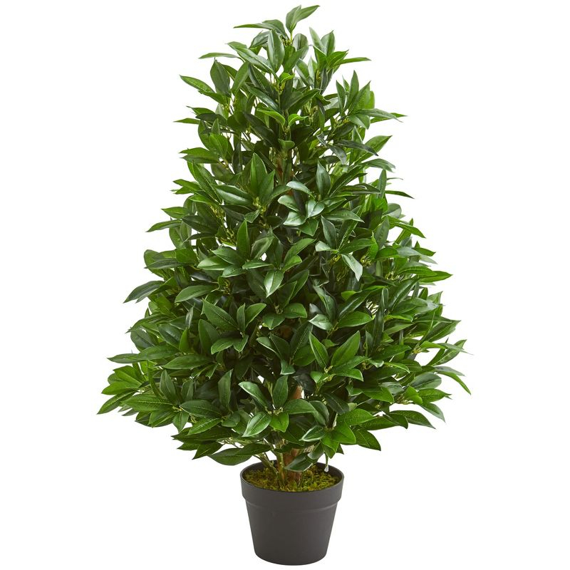 Nearly Natural 3-ft Bay Leaf Artificial Topiary Tree UV Resistant (Indoor/Outdoor)
