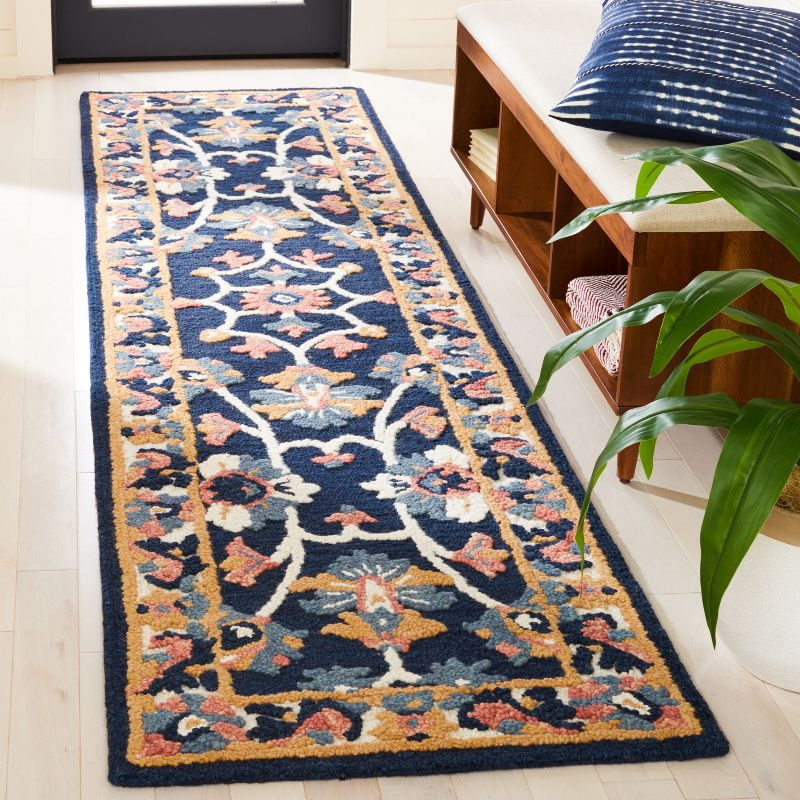 Blossom BLM176 Hand Tufted Runner Rug - Blue/Ivory - 2'3"x9' - Safavieh.