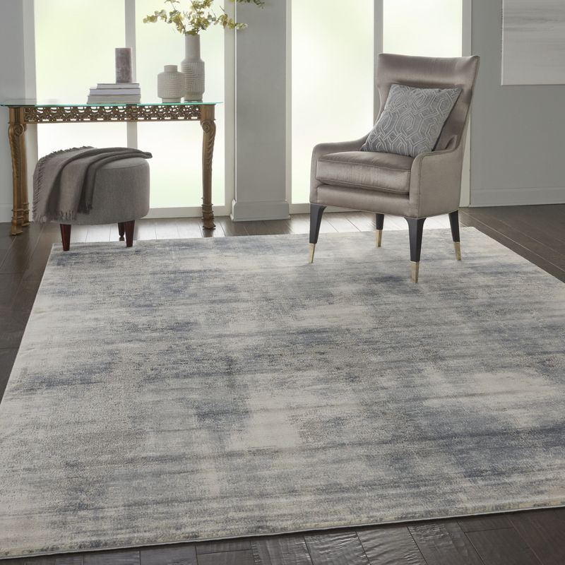 Nourison Rustic Textures Contemporary Abstract Indoor Area Rug Blue/Ivory 9'3" x 12'9"