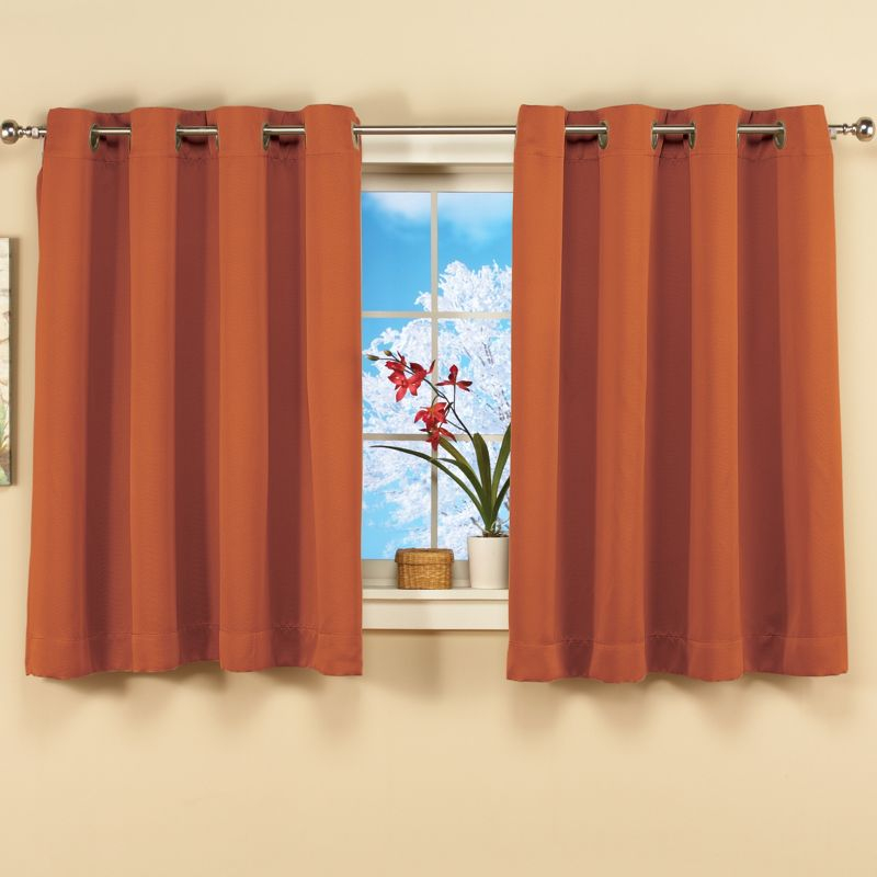 Collections Etc Short Blackout Window Curtain Panel with Easy Open-Close, Single Panel, 56" x 45" Spice