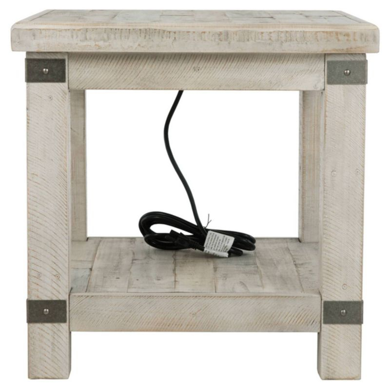 Carynhurst Rectangular End Table White - Signature Design by Ashley: Farmhouse Style, Distressed Finish, Storage Shelf