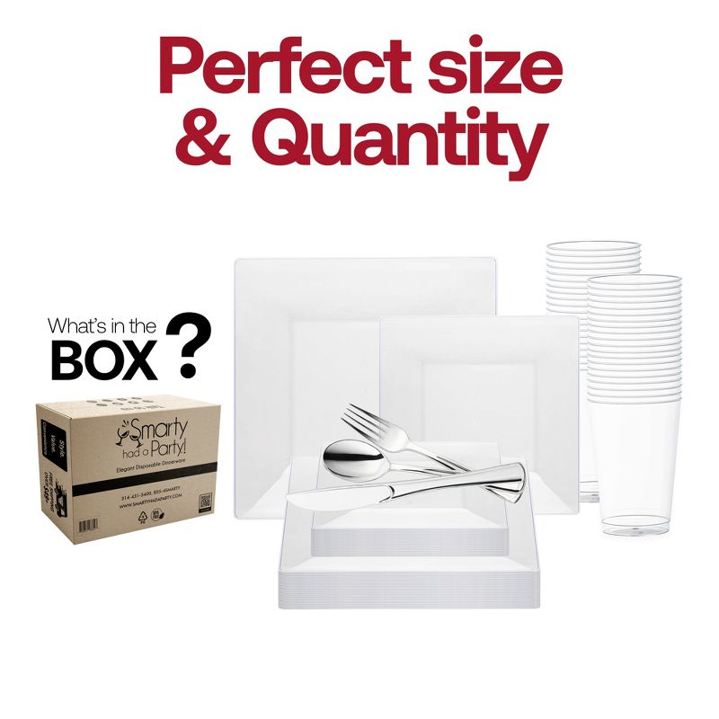 Smarty Had A Party Clear Square Plastic Wedding Set - 120 Sets