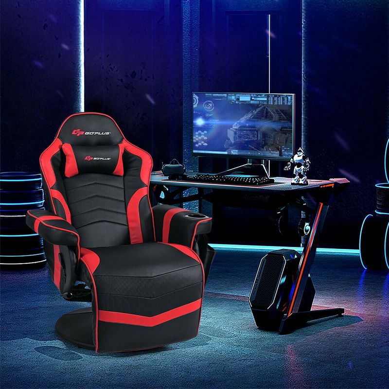 Costway Massage Gaming Recliner Reclining Racing Chair Swivel Red