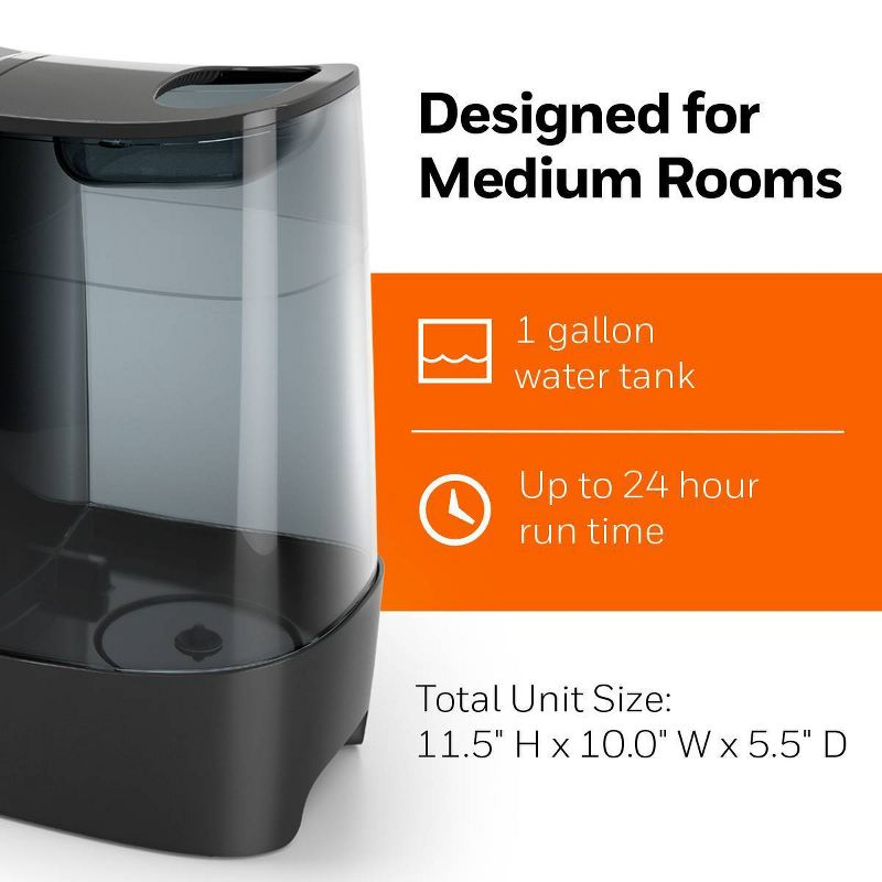 Honeywell HWM845 Warm Mist Humidifier with Essential Oil Cup Filter Free Black: Quiet Operation, 24-Hour Run Time, ETL Listed