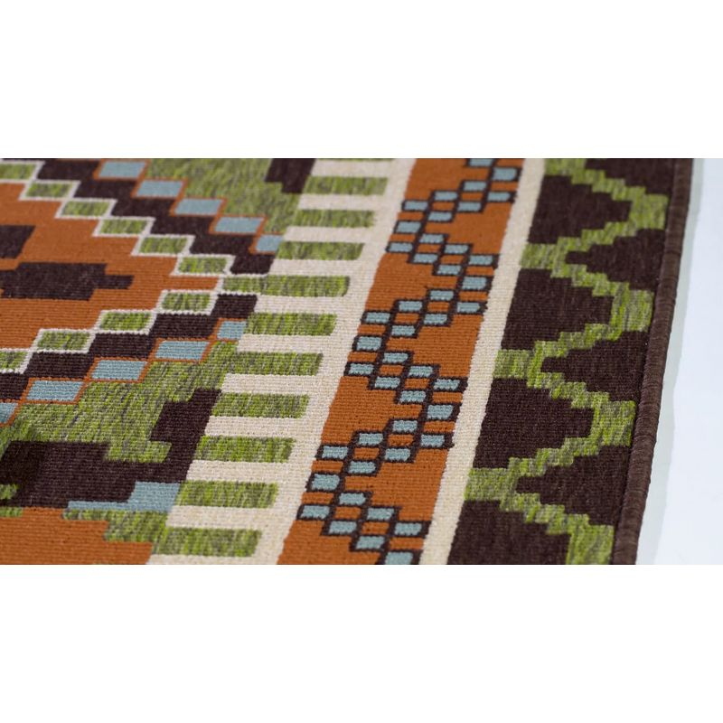 Veranda VER096 Power Loomed Indoor/Outdoor Area Rug - Green/Terracotta - 4'x5'7" - Safavieh