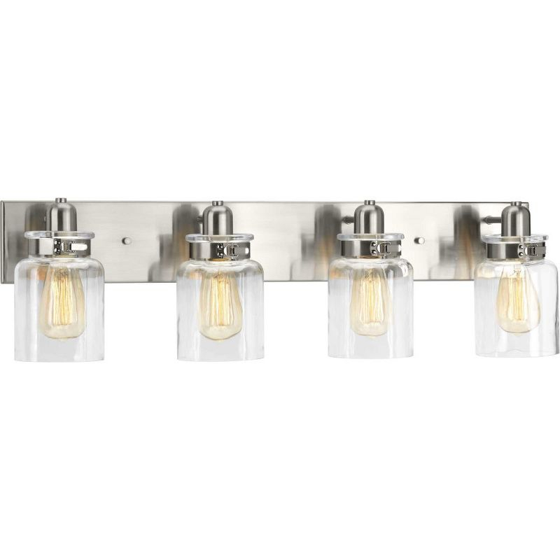 Progress Lighting Calhoun 4-Light Bath Vanity, Brushed Nickel, Clear Glass Shade