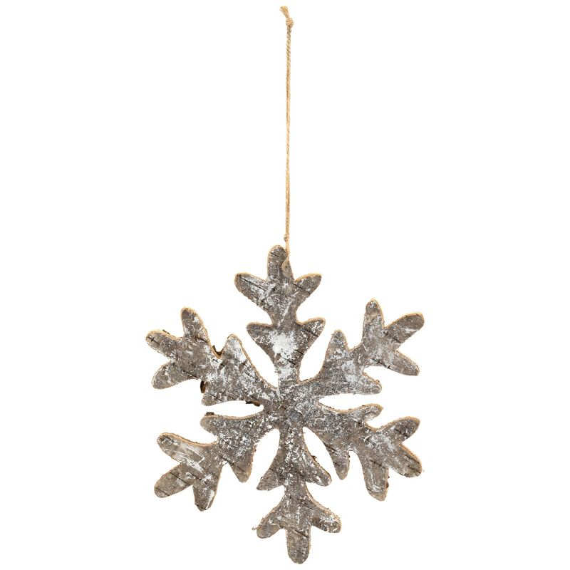 Northlight Wooden Snowflake Christmas Ornament - 10" - Silver and Gold