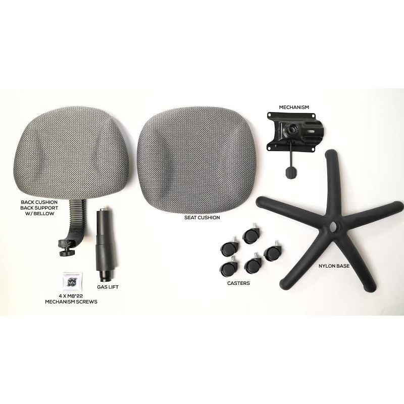 Boss Office Products Deluxe Posture Chair Gray : Ergonomic Swivel Computer Chair with Lumbar Support, Nylon Legs