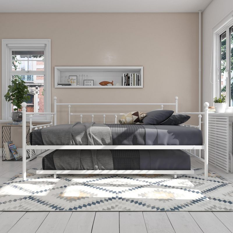 DHP Manila Metal Daybed and Trundle, Queen/Full Size, White